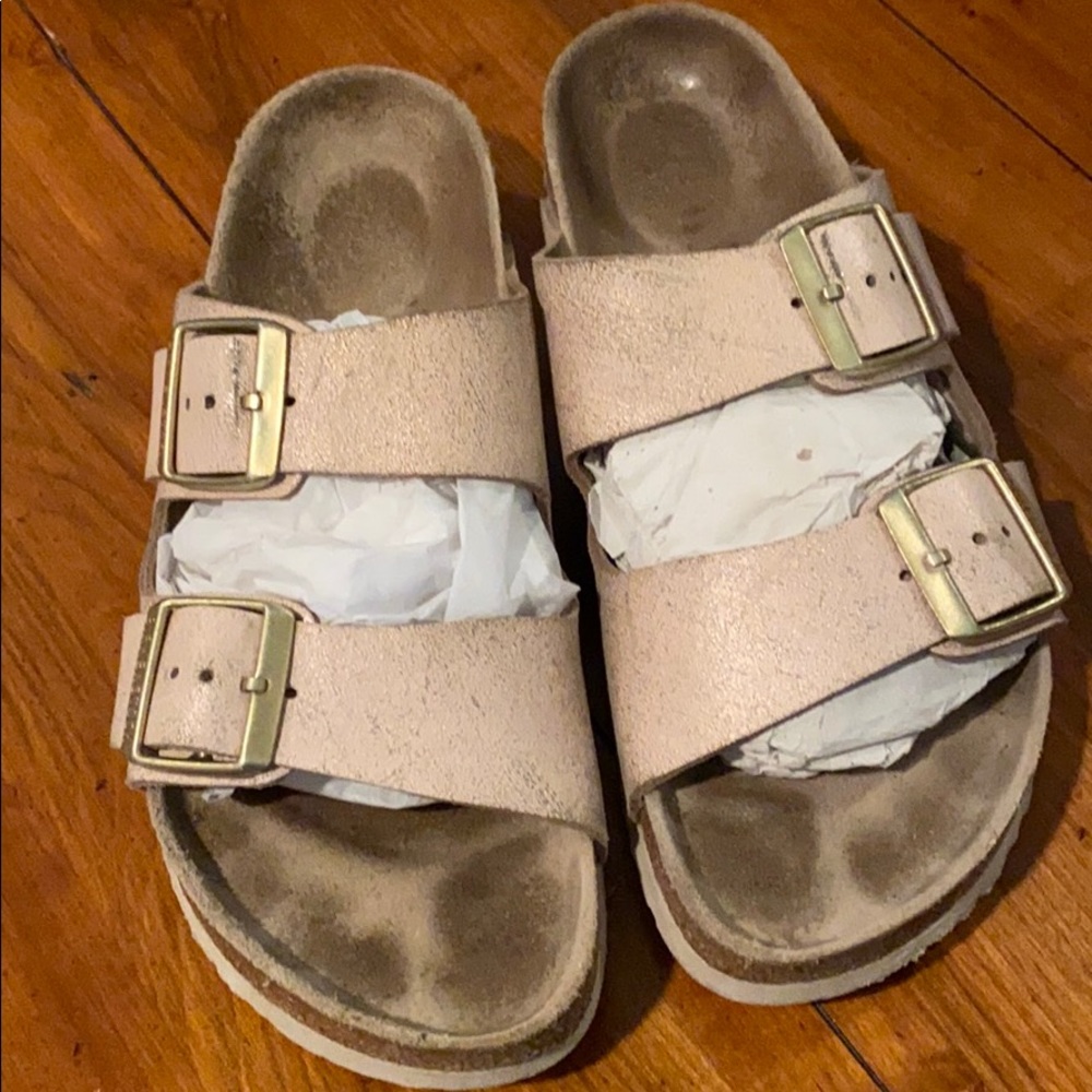 Birkenstock Arizona washed Metallic Rose sandal